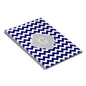 Monogram van de marine Wht Chevron Gray Quatrefoil Notitieboek (Rechterzijde)