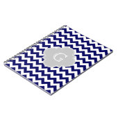 Monogram van de marine Wht Chevron Gray Quatrefoil Notitieboek (Linkerzijde)