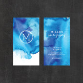 Monogram van de moderne Beachy Blue Waterverf Visitekaartje