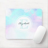 Monogram van de moderne Pastel Blauw en Paarse Wat Muismat (Met muis)