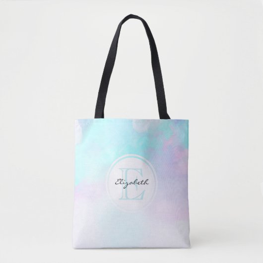 Monogram van de moderne Pastel Blauw en Paarse Wat Tote Bag (Voorkant)