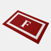 Monogram van de moderne Rode en Witte Familie Deurmat (Schuin)