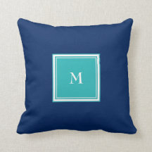 Monogram van de moderne Solid Navy blue blauwgroen