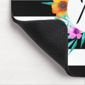 Monogram van de moderne Waterverf Floral Black Str Muismat (Hoek)