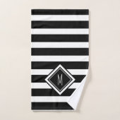 Monogram van de moderne Zwart-witte Stripes Famili Handdoek (Handdoek)