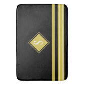 Monogram van de moderne zwarte en goudstapes famil badmat (Voorkant Verticaal)