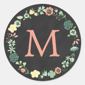 MONOGRAM VAN DE MONOGRAM VAN DE CHALKBOARD RONDE STICKER