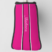 Monogram van de naam van het snelroze zwarte Strip Golfheadcover (Draai 90)