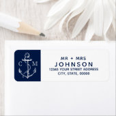 Monogram van de Nautical White Sketch Anchor Navy Etiket (Insitu)