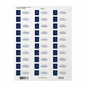 Monogram van de Nautical White Sketch Anchor Navy Etiket (Full Sheet)