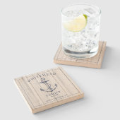 Monogram van de nautische ankerfamilie stenen onderzetter (Zijkant)