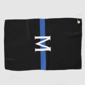 Monogram van de politie met blauwe lijn golfhanddoek (Horizontaal)