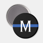 Monogram van de politie met blauwe lijn magneet (Voorkant / Achterkant)
