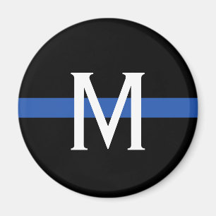 Monogram van de politie met blauwe lijn magneet