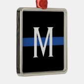 Monogram van de politie met blauwe lijn metalen ornament (Rechts)