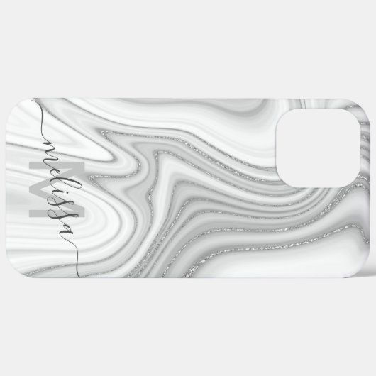 Monogram van de rendy zilverglitter Case-Mate iPhone case (Achterkant / Rechts)