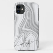 Monogram van de rendy zilverglitter Case-Mate iPhone case (Achterkant)