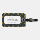 Monogram van de retro black gold pineappelpatronen bagagelabel (Achterkant horizontaal)