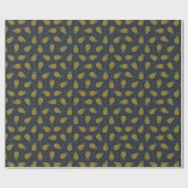 Monogram van de retro black gold pineappelpatronen cadeaupapier (Vlak)