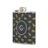 Monogram van de retro black gold pineappelpatronen heupfles (Links)