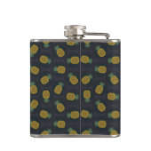 Monogram van de retro black gold pineappelpatronen heupfles (Achterkant)