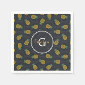 Monogram van de retro black gold pineappelpatronen servetten (Voorkant)
