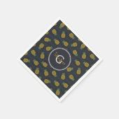 Monogram van de retro black gold pineappelpatronen servetten (Hoek)