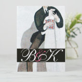 MONOGRAM VAN DE ROMANTISCHE BRITSE EN GROOMWEDEREN KAART (Staand voorkant)