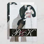 MONOGRAM VAN DE ROMANTISCHE BRITSE EN GROOMWEDEREN KAART (Voorkant / Achterkant)