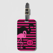 Monogram van de roze stapes van de Roze Flamingo B Bagagelabel (Voorkant (verticaal))