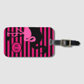 Monogram van de roze stapes van de Roze Flamingo B Bagagelabel (Voorkant (horizontaal))
