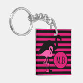 Monogram van de roze stapes van de Roze Flamingo B Sleutelhanger (Voorkant Links)