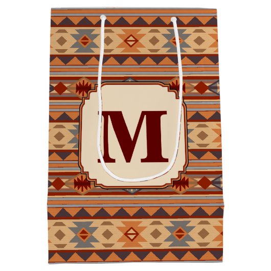 Monogram van de Tan van het Southwestern Ontwerp Medium Cadeauzakje (Achterkant)