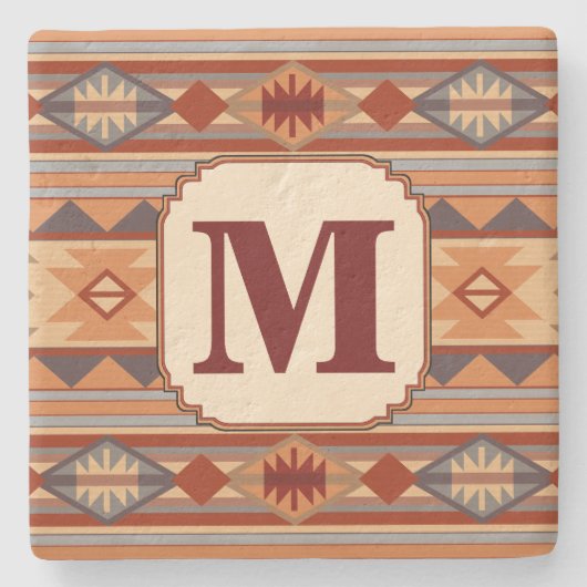 Monogram van de Tan van het Southwestern Ontwerp Stenen Onderzetter (Voorkant)