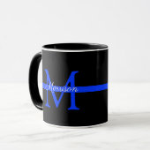 Monogram van de Thin Blue Line Police Retiting Par Mok (Voorkant links)