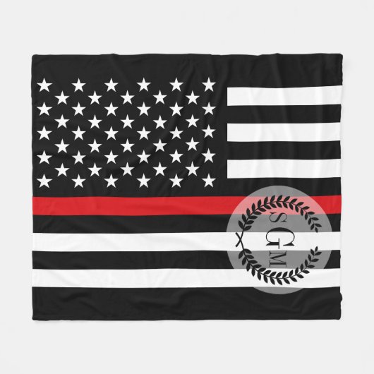 Monogram van de Vlag van de Lijn van de Fleece Deken (Voorkant (Horizontaal))