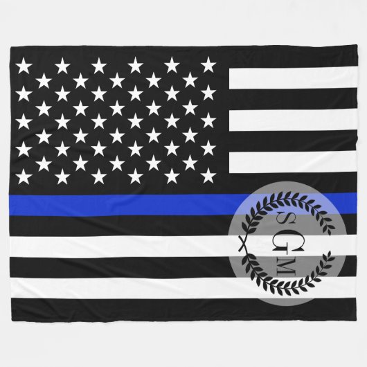 Monogram van de Vlag van de politie het Fleece Deken (Voorkant (Horizontaal))