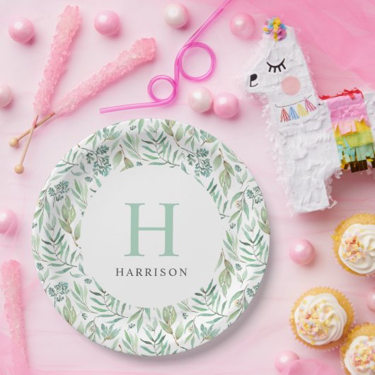 Monogram van de Voorjaarsweduwenfamilie Papieren Bordje (Feest)