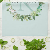 MONOGRAM VAN DE WATERVERF VAN ZACTE AQUA BLAUW FOL THEEDOEK (Gevouwen)