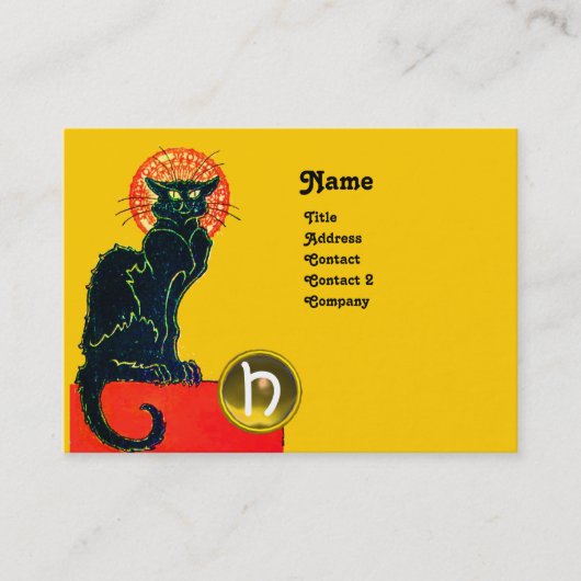 MONOGRAM VAN DE ZWARTE CAT-PARTIJ VISITEKAARTJE (Voorkant)