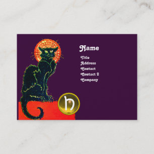 MONOGRAM VAN DE ZWARTE CAT-PARTIJ VISITEKAARTJE