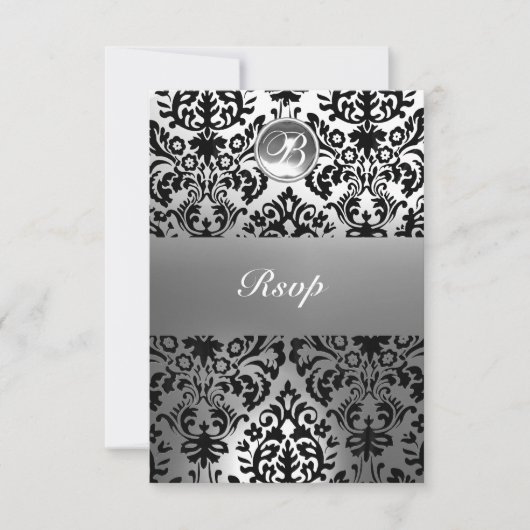 MONOGRAM VAN DE ZWARTE EN WITTE DAMASKGEM AANKONDIGING (Voorkant)