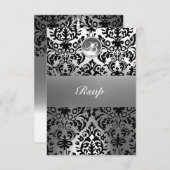 MONOGRAM VAN DE ZWARTE EN WITTE DAMASKGEM AANKONDIGING (Voorkant / Achterkant)