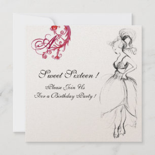 MONOGRAM VAN DE ZWITTE PARTIJ, rood zwart en goud Kaart