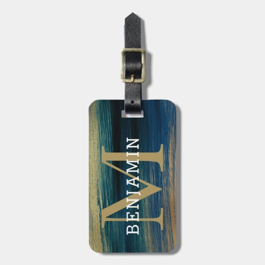 Monogram van Elegant Abstract goud en Mannen van d Bagagelabel (Voorkant verticaal)