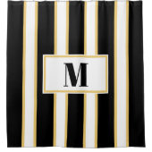 Monogram van Elegant Black en White Stripes Douchegordijn (Voorkant)