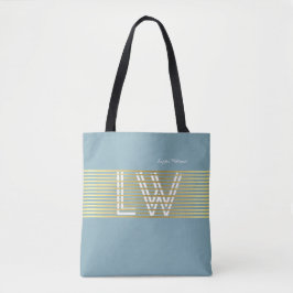 monogram van geïnterlinieerde gouden lijnen tote bag