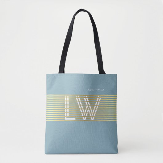 monogram van geïnterlinieerde gouden lijnen tote bag (Voorkant)