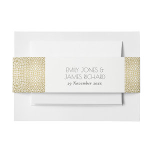 MONOGRAM VAN GLAMOROUS GOLD WHITE MOSAIC STIPPEN UITNODIGINGEN WIKKEL