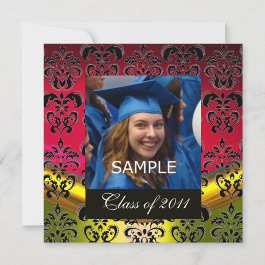 MONOGRAM VAN HET AFSTUDEREN VAN GOUD, RODE, ZWARTE AANKONDIGING (Voorkant)